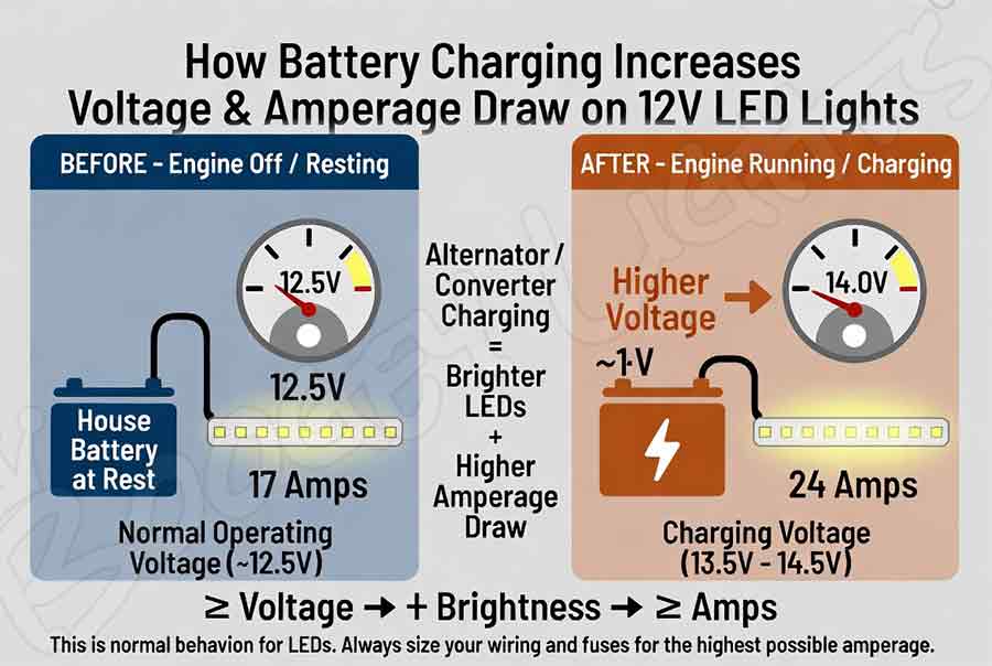 Higher Voltage Charge Rate increases Amperage Draw